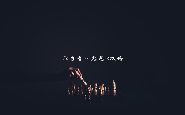 fc勇者斗恶龙3攻略